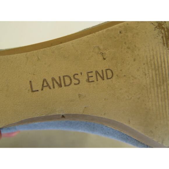 Lands End Blue Suede Wedge Fashion Ankle Boots Bootie Womens Size 9.5 B - Picture 11 of 12